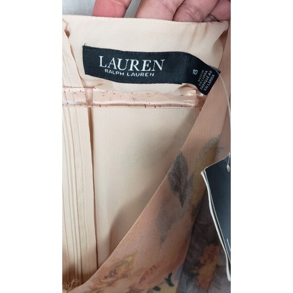Lauren Ralph Lauren Dress 10 Soft Peach Maxi Long Lined Ethereal Whimsygoth Mom - Picture 3 of 9